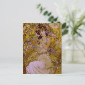 Art Nouveau Woman met Clematis Briefkaart (Staand voorkant)