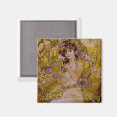 Art Nouveau Woman met Clematis Magneet (Voorkant / Achterkant)
