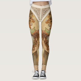 Art Nouveau Woman met Fruit Alphonse Mucha Leggings