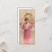 Art Nouveau Woman met Wishbone Good Luck Kaart (Voorkant / Achterkant in situ)