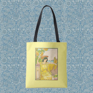 Art Nouveau Woman met zonnebloemen Tote Bag