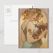 Art Nouveau Woman Mucha Beauful Briefkaart (Voorkant / Achterkant)