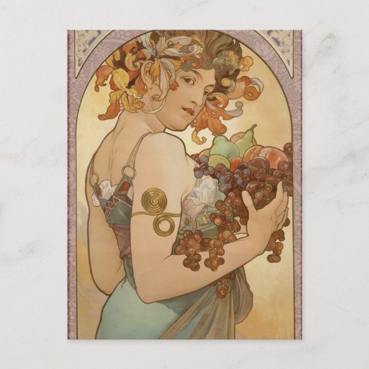 Art Nouveau Woman Mucha Beauful Briefkaart (Voorkant)