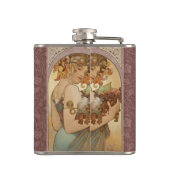 Art Nouveau Woman Mucha Beauful Heupfles (Achterkant)