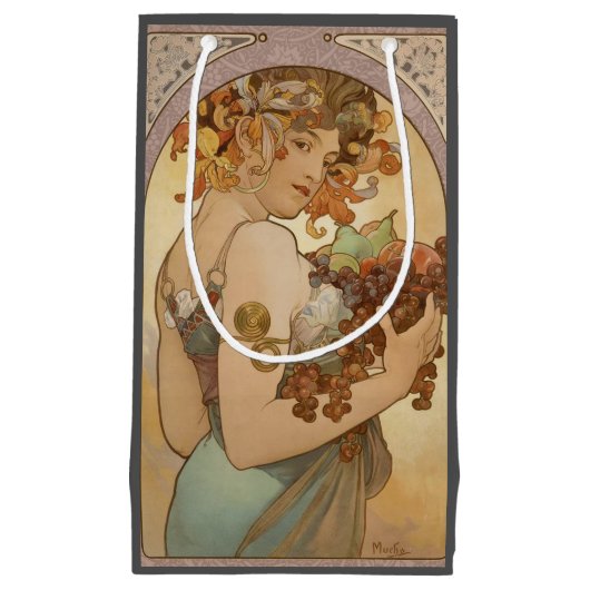 Art Nouveau Woman Mucha Beauful Klein Cadeauzakje (Voorkant)