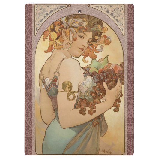 Art Nouveau Woman Mucha Beauful Klembord (Achterkant)