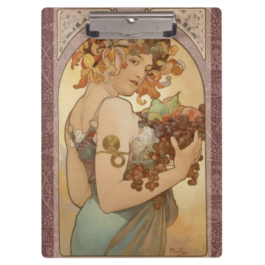 Art Nouveau Woman Mucha Beauful Klembord (Voorkant)
