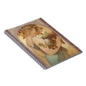 Art Nouveau Woman Mucha Beauful Notitieboek (Rechterzijde)