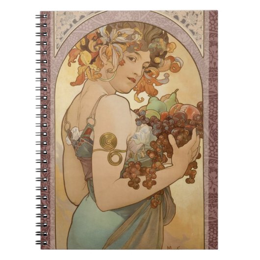 Art Nouveau Woman Mucha Beauful Notitieboek (Voorkant)