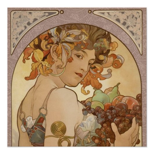 Art Nouveau Woman Mucha Beauful Poster (Voorkant)