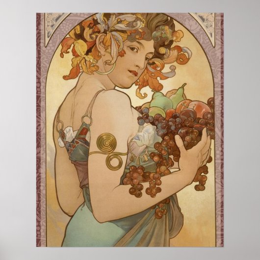 Art Nouveau Woman Mucha Beauful Poster (Voorkant)