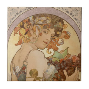 Art Nouveau Woman Mucha Beauful Tegeltje