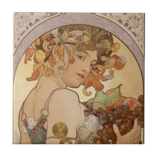 Art Nouveau Woman Mucha Beauful Tegeltje (Voorkant)