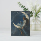 Art Nouveau Woman on Crescent Moon Briefkaart (Staand voorkant)