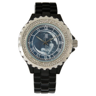  Art Nouveau Woman op Crescent Moon Watch Horloge