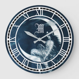  Art Nouveau Woman op de maan van de maan van Cres Grote Klok