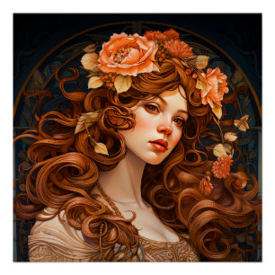 Art Nouveau Woman Painting Perfect Poster