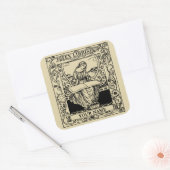 Art Nouveau Woman Reading Book Ex Libris Vierkante Sticker (Envelop)
