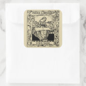 Art Nouveau Woman Reading Book Ex Libris Vierkante Sticker (Tas)
