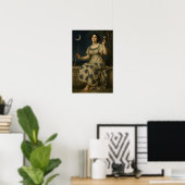 Art Nouveau Woman With Clarinet and Crescent Moon Poster (Thuiskantoor)