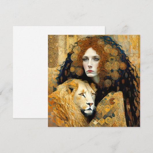 Art Nouveau Woman With Leon Inspired By Klimt Save The Date (Voorkant / Achterkant)