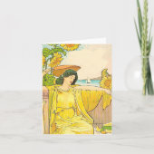 Art Nouveau Woman with Sunflowers  Notitiekaartje (Voorkant)