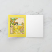 Art Nouveau Woman with Sunflowers  Notitiekaartje (Binnen)