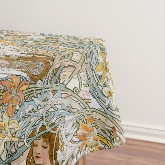 Art Nouveau Women & Floral Pattern by Mucha Tafelkleed (Voorbeeld)