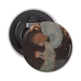 Art Nouveau Wood Sprite Button Flesopener