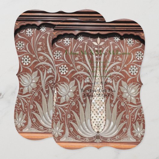 Art Nouveau wood werk, mooi origineel, belle e Save The Date (Voorkant / Achterkant)