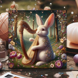 Art Nouveau Woodland Bunny Bloemen Pasen Feestdagenkaart