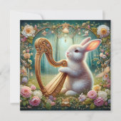 Art Nouveau Woodland Music Bunny Pasen Feestdagenkaart (Voorkant)