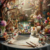 Art Nouveau Woodland Music Bunny Pasen Feestdagenkaart