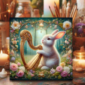 Art Nouveau Woodland Music Bunny Pasen Feestdagenkaart