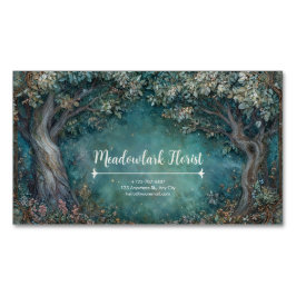 Art Nouveau Woud Turquoise Kromme Boom Weelderig Magnetisch Visitekaartje