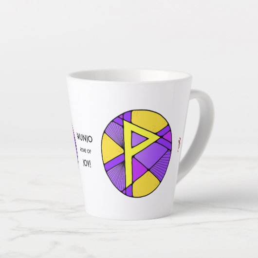 Art Nouveau Wunjo Rune Latte Mok - JOY! (Rechterhoek)