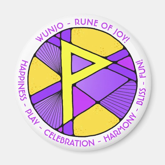 Art Nouveau Wunjo Rune Magneet - VREUGDE! (Voorkant)
