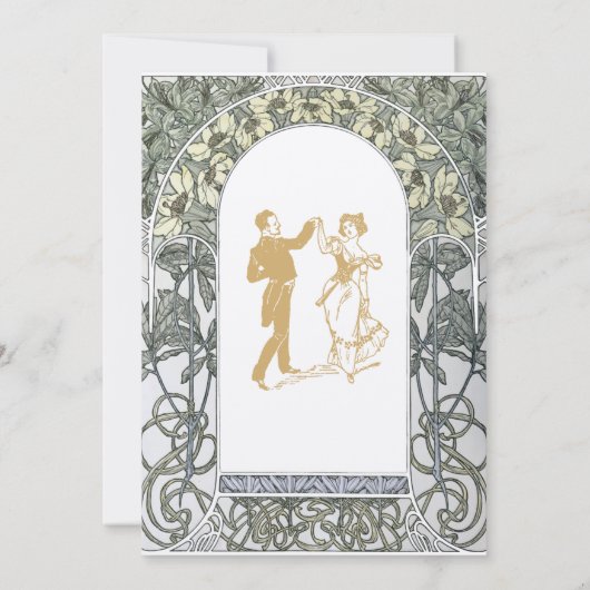 Art Nouveau Yellow Floral Border door Alphonse Muc Kaart (Achterkant)