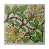 Art Nouveau Yellow Honeysuckle Art Antiek Repro Tegeltje (Voorkant)
