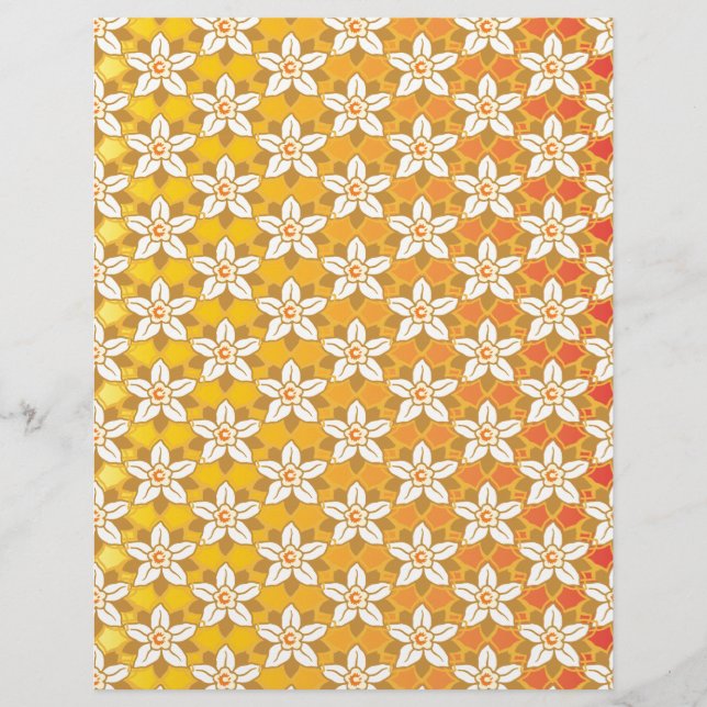 Art Nouveau yellow Jonquil floral wallpaper damask (Voorkant)