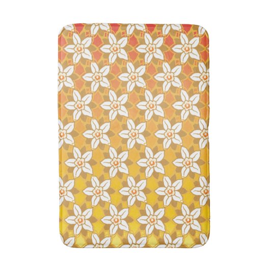 Art Nouveau yellow Jonquil floral wallpaper damask Badmat (Voorkant Verticaal)