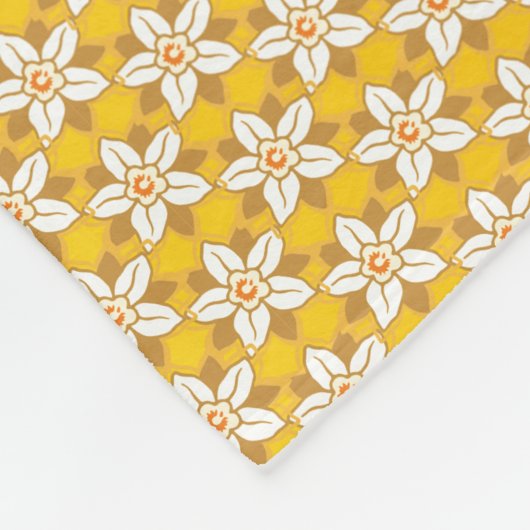 Art Nouveau yellow Jonquil floral wallpaper damask Fleece Deken (Hoek)