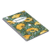 Art Nouveau Yellow Poppy Jouw tekst Notitieboek (Rechterzijde)