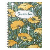 Art Nouveau Yellow Poppy Jouw tekst Notitieboek (Voorkant)