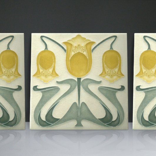 Art Nouveau Yellow Tulips Home Wall Decor Tegeltje