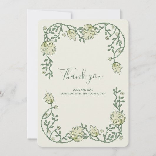 Art Nouveau zacht lijst dank u Bedankkaart (Voorkant)