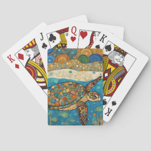 Art Nouveau Zee Schildpad Pokerkaarten