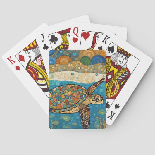 Art Nouveau Zee Schildpad Pokerkaarten (Achterkant)