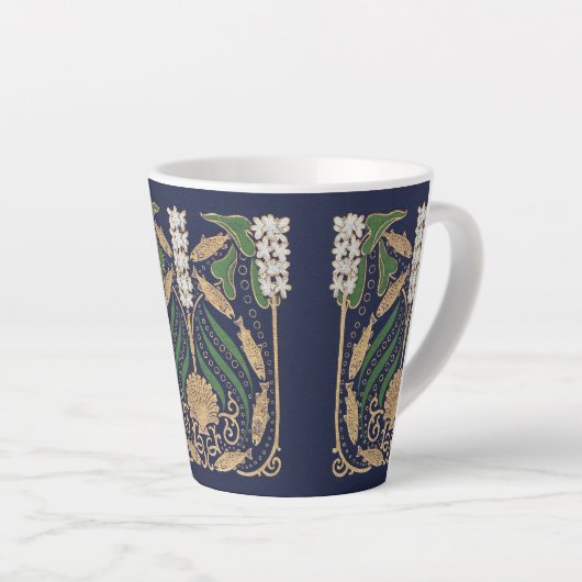 Art Nouveau Zeekust Zeeschelpen Latte Mok (Rechterhoek)