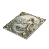 Art Nouveau Zeemeermin Faux Relief Mint Ocean Zee Tegeltje (Zijkant)